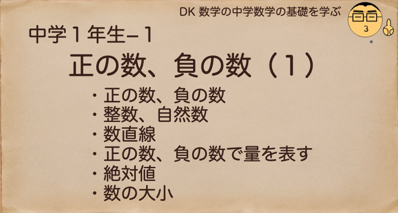 中学 数学 基礎 正の数 負の数 自然数 絶対値 中学数学の基礎を学ぶ