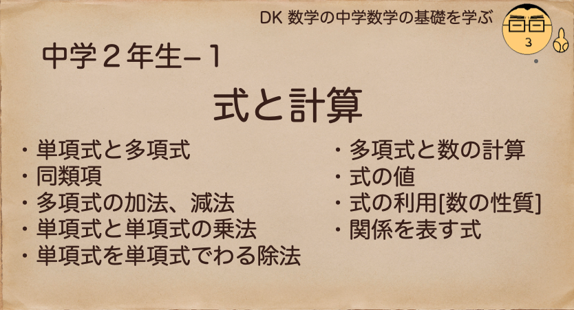 中学生 数学の基礎を学ぶ 中2 式の計算を学ぶ 中学数学の基礎を学ぶ